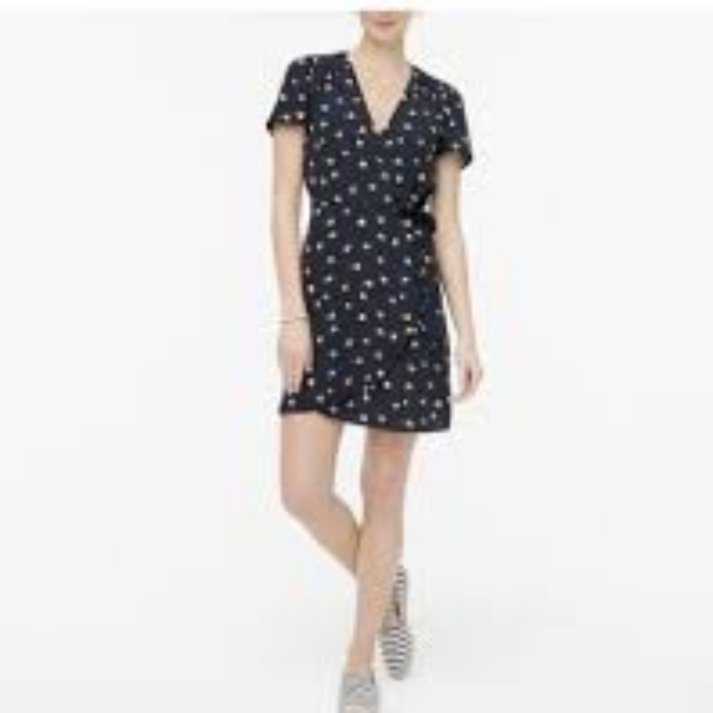 J Crew wrap mini dress lemon print